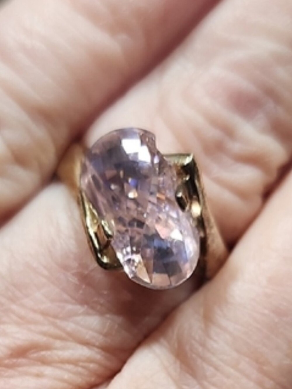 Elegant Sterling Silver Gold Vermeil Ring Size 6.25 with Pink Gemstone Estate